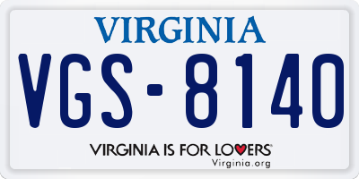 VA license plate VGS8140