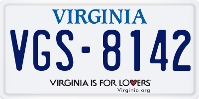 VA license plate VGS8142