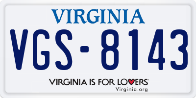 VA license plate VGS8143