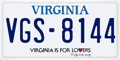 VA license plate VGS8144