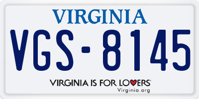VA license plate VGS8145