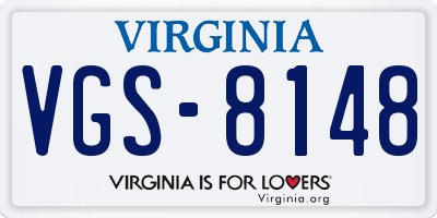 VA license plate VGS8148
