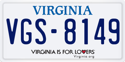 VA license plate VGS8149