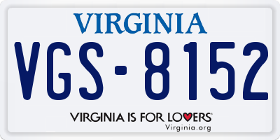 VA license plate VGS8152