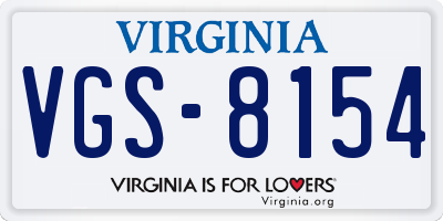 VA license plate VGS8154