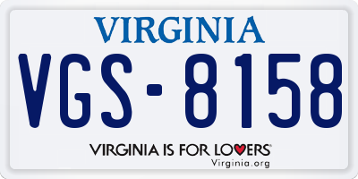 VA license plate VGS8158