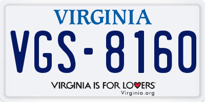 VA license plate VGS8160