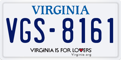 VA license plate VGS8161