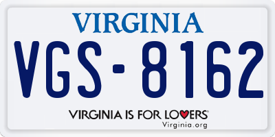 VA license plate VGS8162