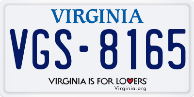 VA license plate VGS8165