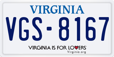 VA license plate VGS8167