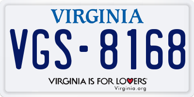 VA license plate VGS8168