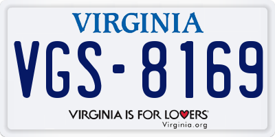 VA license plate VGS8169