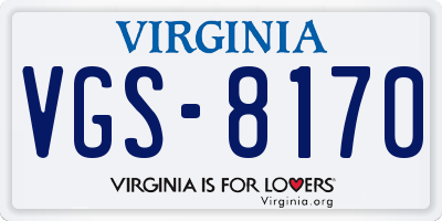 VA license plate VGS8170