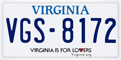 VA license plate VGS8172