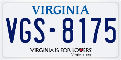 VA license plate VGS8175