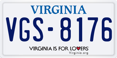 VA license plate VGS8176