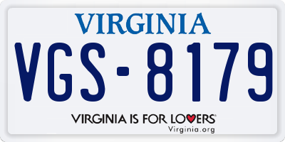 VA license plate VGS8179