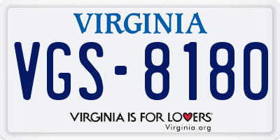 VA license plate VGS8180