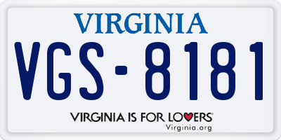 VA license plate VGS8181
