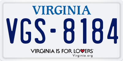 VA license plate VGS8184