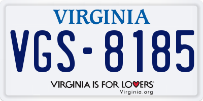 VA license plate VGS8185