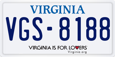 VA license plate VGS8188