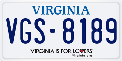VA license plate VGS8189