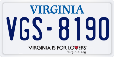 VA license plate VGS8190