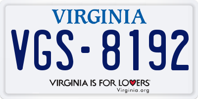 VA license plate VGS8192