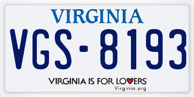 VA license plate VGS8193
