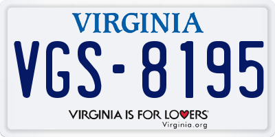 VA license plate VGS8195