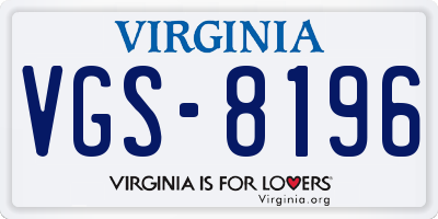 VA license plate VGS8196