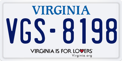 VA license plate VGS8198