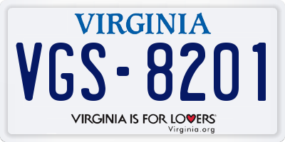 VA license plate VGS8201