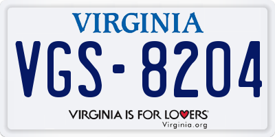 VA license plate VGS8204