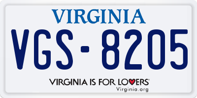 VA license plate VGS8205