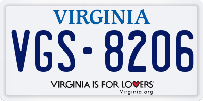 VA license plate VGS8206