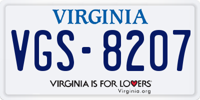 VA license plate VGS8207