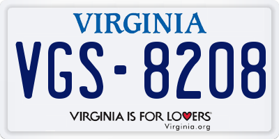 VA license plate VGS8208