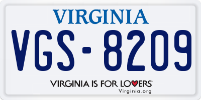 VA license plate VGS8209