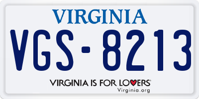 VA license plate VGS8213