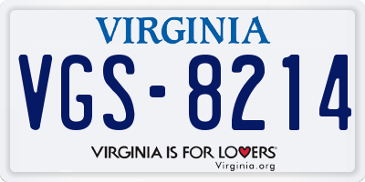 VA license plate VGS8214