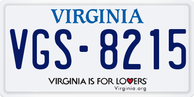VA license plate VGS8215