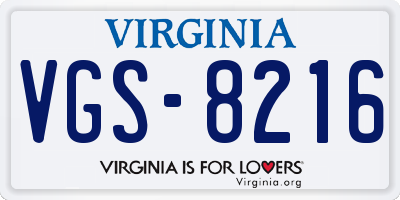 VA license plate VGS8216