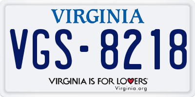 VA license plate VGS8218