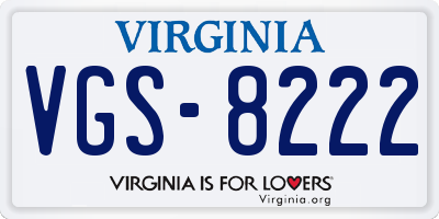 VA license plate VGS8222
