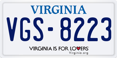 VA license plate VGS8223