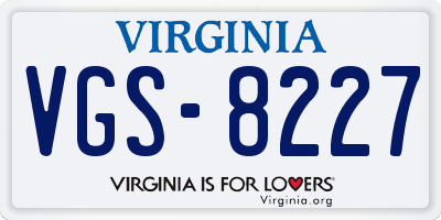 VA license plate VGS8227