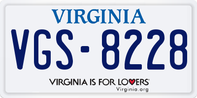 VA license plate VGS8228